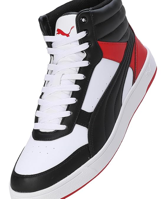Puma Mens Vegas High Risk Red-White-Black Sneaker - 6 UK