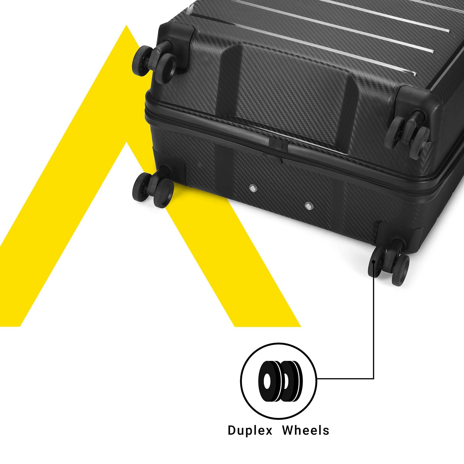 Aristocrat Polycarbonate(PC) Chroma Check-in 75 Cm(Large) 8 Wheels Double Spinner Trolley Bags for Travel Hard Case Luggage, Lightweight Bag, Suitcase with Combination Lock (Black)