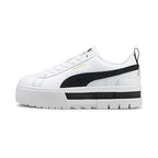 Puma | Womens | Mayze Platform Sneakers | White-Black | 6UK