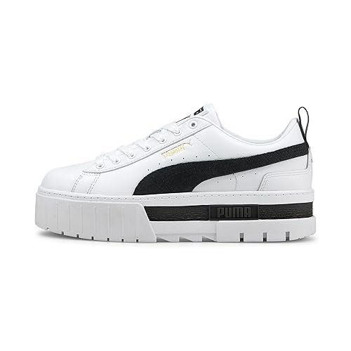 Puma | Womens | Mayze Platform Sneakers | White-Black | 6UK