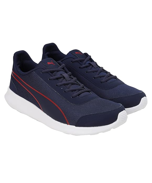 Puma mens Dazzler Peacoat-High Risk Red-White Running Shoe - 9 UK