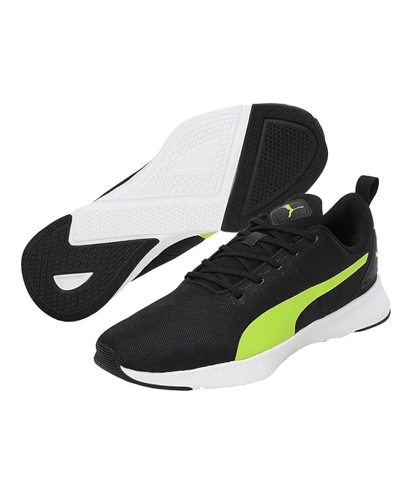 Puma Unisex-Adult Flyer Runner Mesh Black-Lime Squeeze Walking Shoe - 11UK