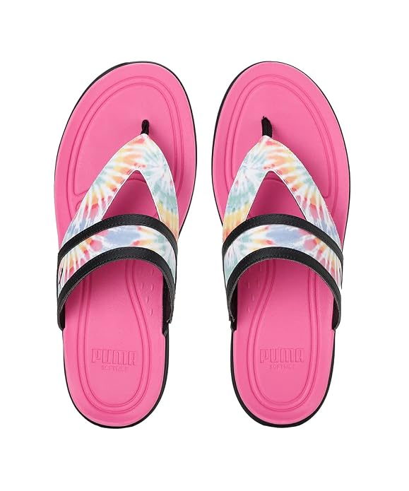 PUMA Women Softride Sunny Tie Dye Flip Flops Puma Black-Phlox Pink - 3