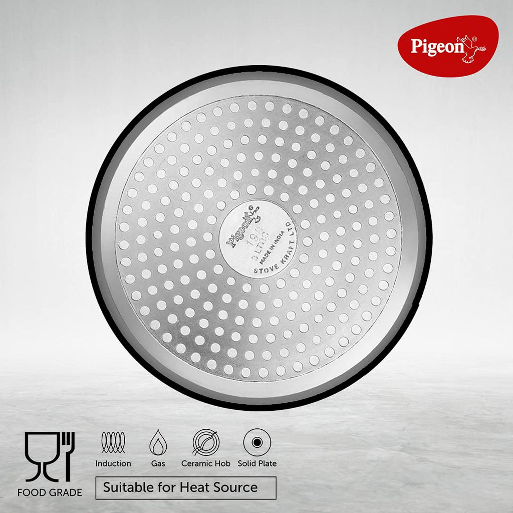 Pigeon by Stovekraft Titanium Induction Base Inner Lid Hard Anodised Aluminium Pressure Cooker, 5 litres, Black