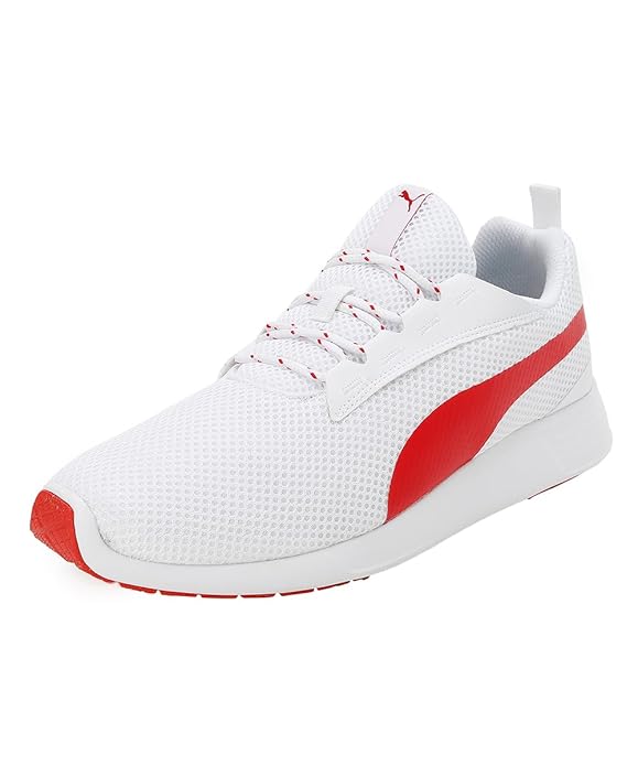 PUMA Unisex-Adult Buzz White-High Risk Red Sneaker - 10 UK