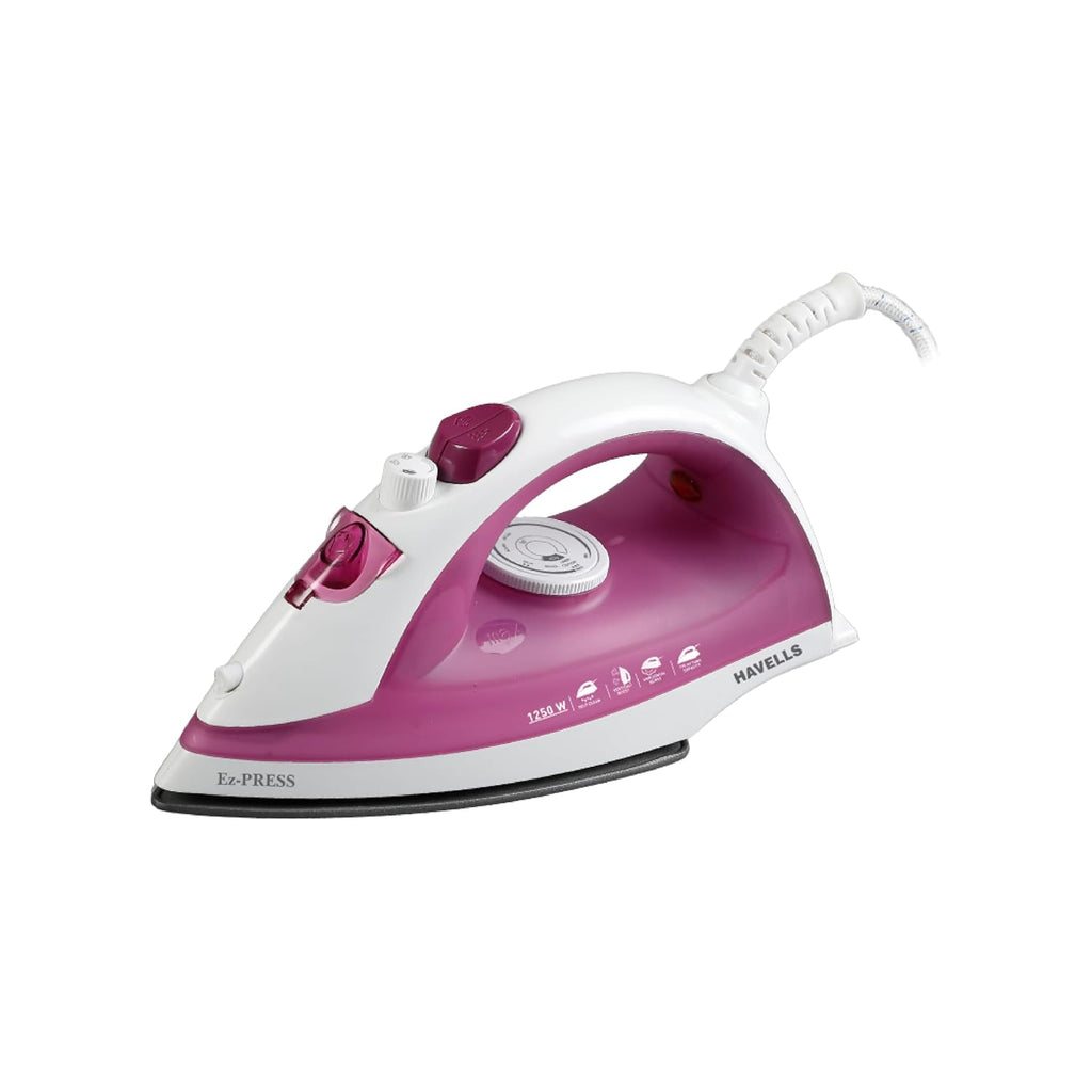 Havells Ez-Press 1250 Watts Steam Iron with Self Cleaning Function|Vertical & Horizontal Ironing|170 ml Tank for Longer Ironing|High Steaming Rate Upto 12 gm/min| (Purple)