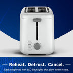 Crompton SunBrown Deluxe Pop-up Toaster 800W with Removable Crumb Tray | 7 Browning Levels with Reheat, Defrost & Cancel Function | Dust Cover Plate | White Cool Touch Body