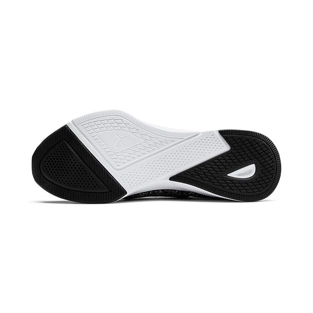 Puma mens Flyer Runner Engineer Knit Black-White-Fizzy Yellow Running Shoe - 8 UK