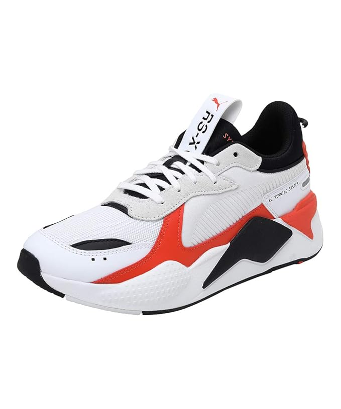 PUMA Unisex-Adult, RS-X Mix, White-Tigerlily, Sneaker, 3UK