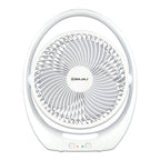 Bajaj Pygmy Go 178MM Mini with LED Lighting | Rechargeable | USB Charging | 4-hours Battery Backup | 3 Fan Speed | 2-Light Brightness Setting | High Speed Table & Portable 【White】