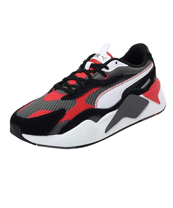 Puma  Unisex-Adult RS-X³ Twill AirMesh Sneaker (Castlerock-Poppy Red , 4 UK )