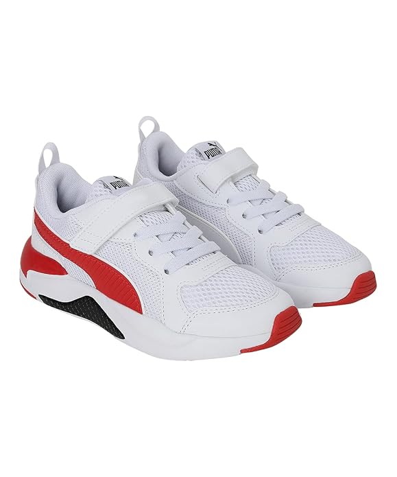 Puma Unisex-Kid Ferrari Race X-Ray Jr White-Rosso Corsa Sneaker - 4 UK