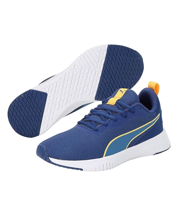 Puma Unisex-Child Flyer Flex Jr Blazing Blue-Lake Blue White Sneaker - 3 UK