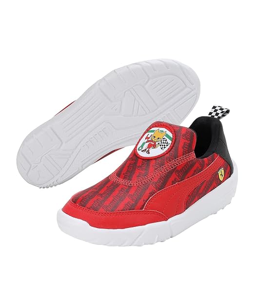 PUMA Unisex-Kid Ferrari Bao Kart Pre-School White-Speed Yellow Sneaker - 13UK