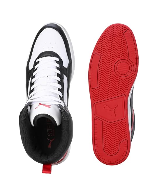 Puma Mens Vegas High Risk Red-White-Black Sneaker - 6 UK