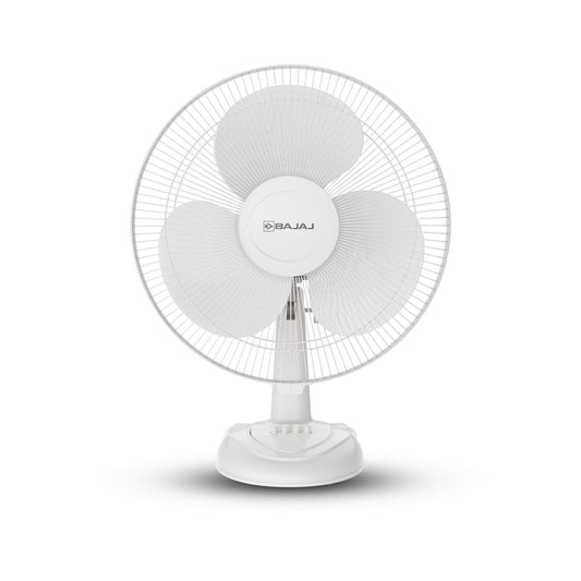 Bajaj Frore Neo Table Fan 400 MM | Table fans for Home & Office |Aerodynamically Balanced Blades| 100% CopperMotor| HighAir Delivery|3-Speed Control【White】