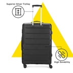 Aristocrat Polycarbonate(PC) Chroma Check-in 75 Cm(Large) 8 Wheels Double Spinner Trolley Bags for Travel Hard Case Luggage, Lightweight Bag, Suitcase with Combination Lock (Black)