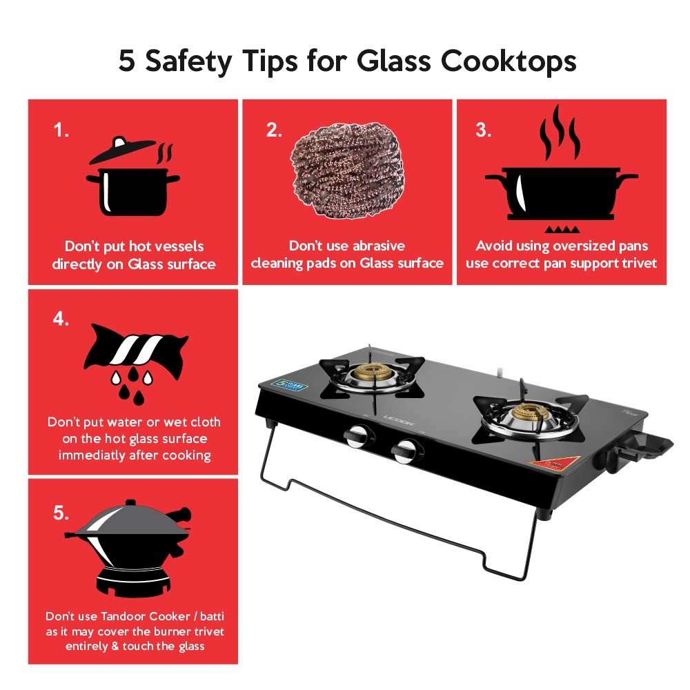 UCOOK JUNTO By United Ekta Engg. A Series XL Gas Stove With Glass Cooktop (2 Burners)