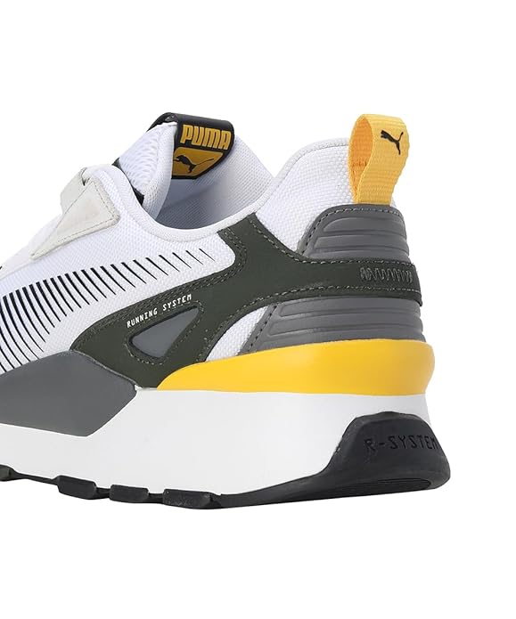 PUMA Unisex-Adult, RS 3.0 Suede, White-Black-Yellow Sizzle, Sneaker, 9.5UK
