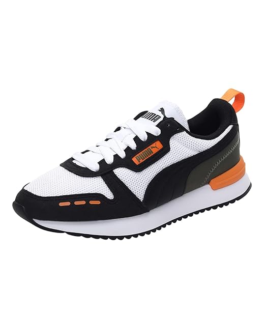 Puma unisex-child R78 Jr Puma White-Puma Black-Vibrant Orange Sneaker UK-4 (37361623)