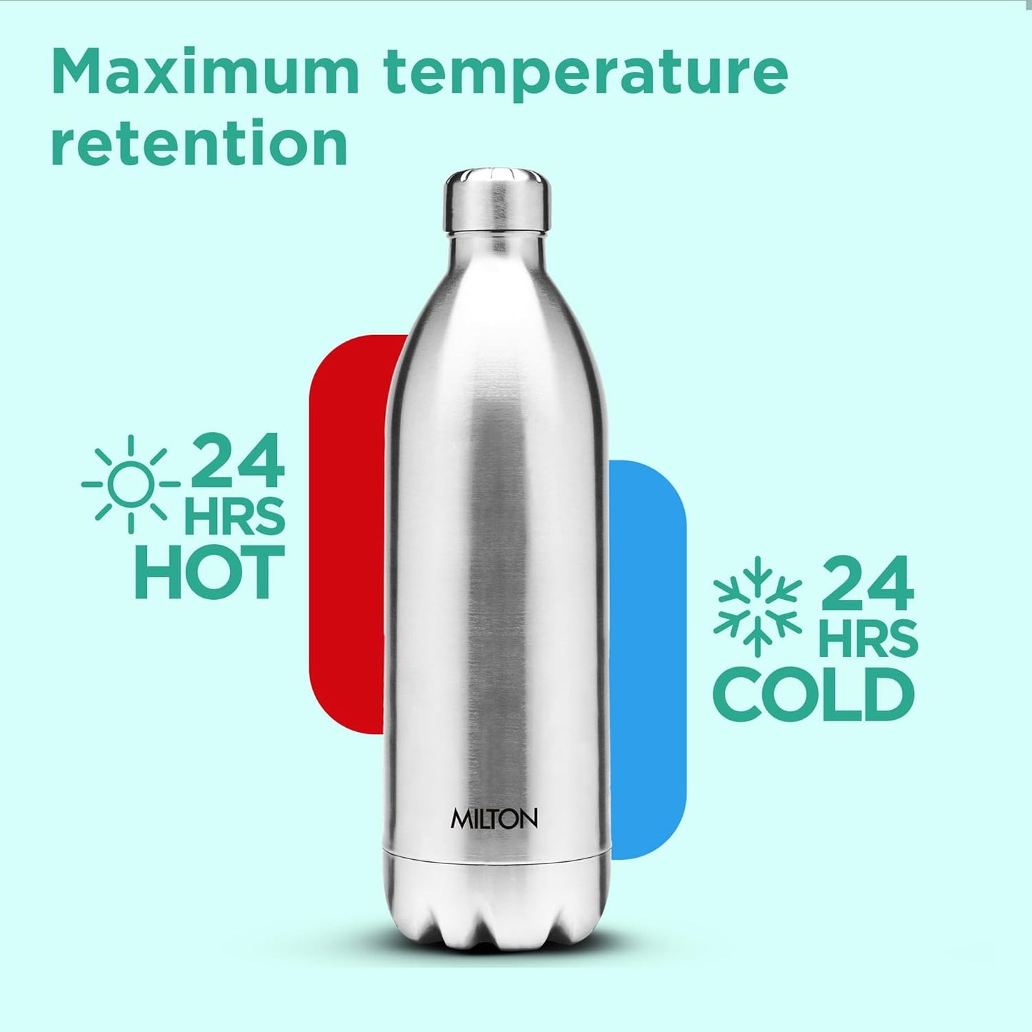 MILTON DUO DLX 1500 THERMOSTEEL WATER BOTTLE 1.5 LITRE 24 HR HOT AND COLD I LEAK PROOF LID ISI
