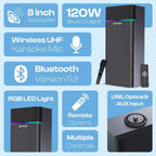Lapcare Beast Pro 120W Immersive Audio | Bluetooth v5.3 | 8-inch Subwoofer |  RGB Lights | Multiple Connectivity