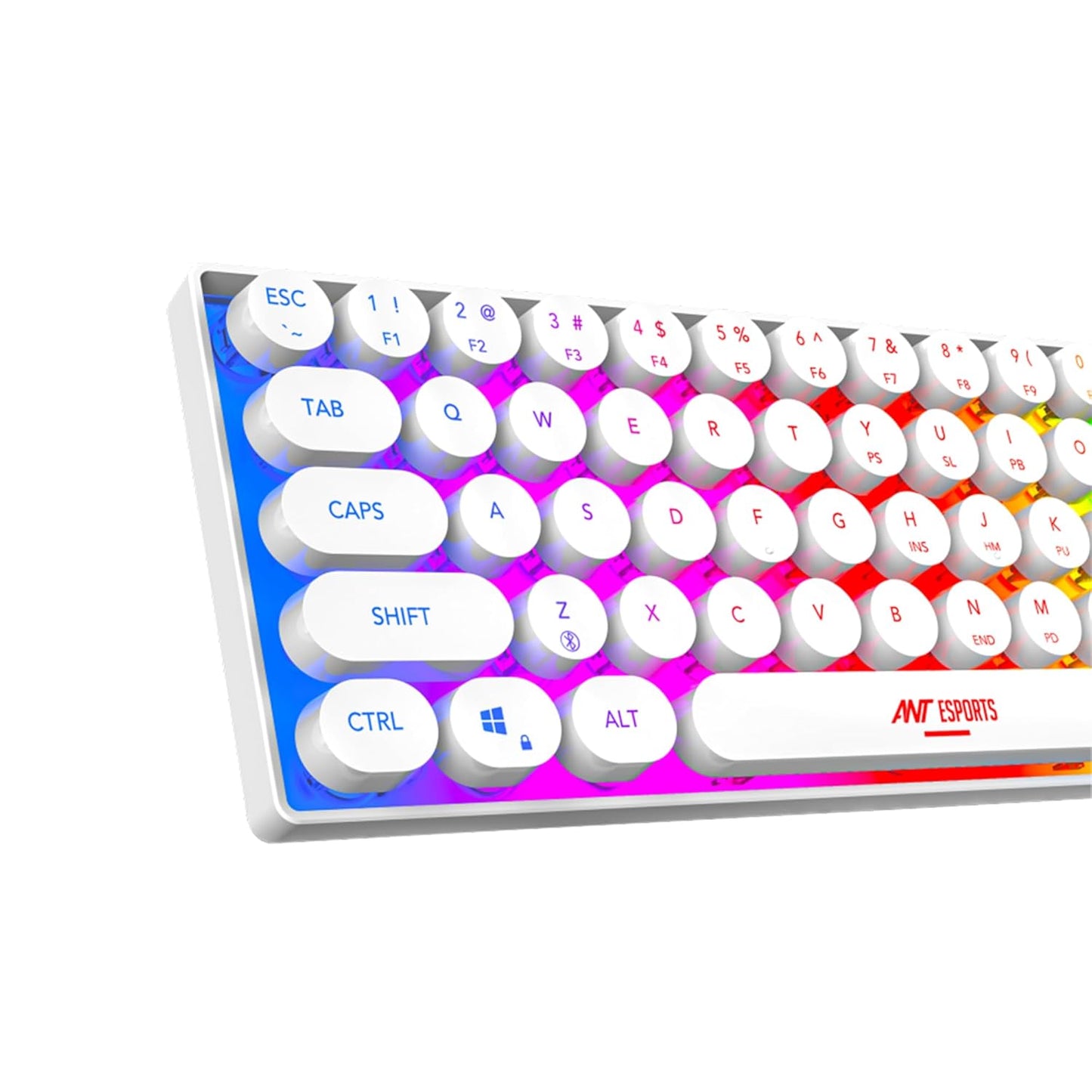 Ant Esports MK1500 Retro Style Mini 60% Pro RGB Wireless Gaming Keyboard with Membrane Switches for PC/Mobile/Tablets/Laptop/TV's- White.