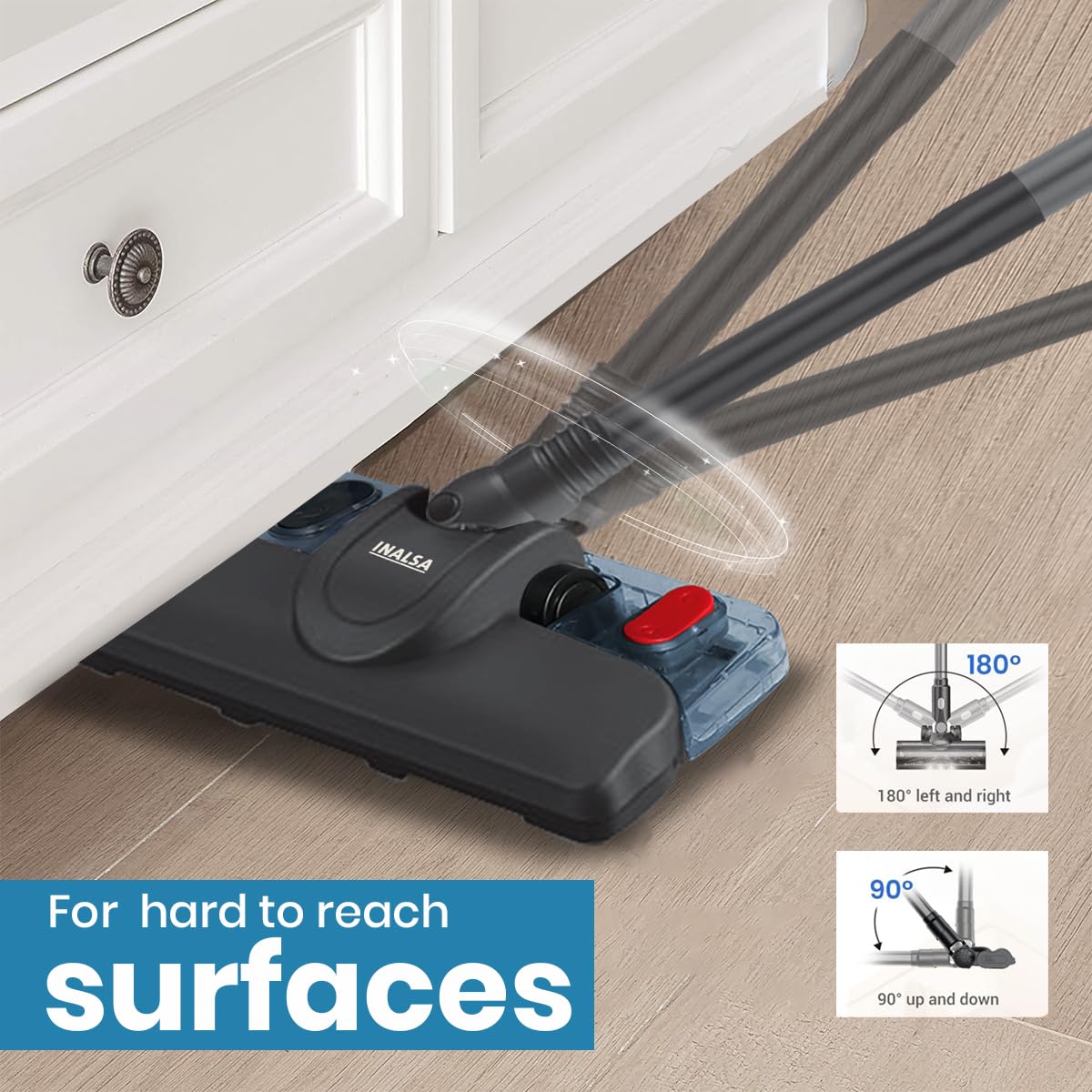 Inalsa Vacuum Cleaner with Mop for Floor Cleaning| 800 W Motor with Strong 16 KPA Suction|Electric Mop for Floor Cleaning|5 Level Efficient Filtration|Handheld Vacuum Cleaner for Home (Ozoy Mop Plus)
