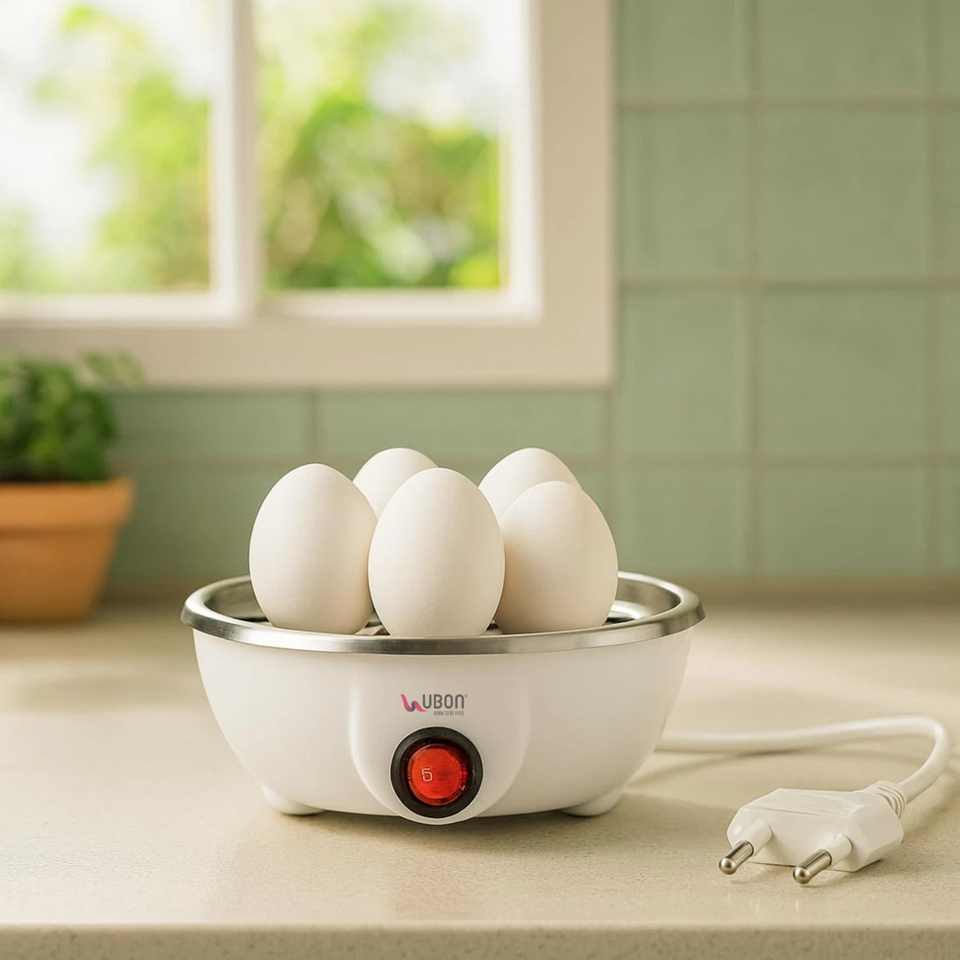 Ubon EB-2000 egg boiler with 3 Boiling Modes Automatic Operation with Overheat Protection Egg Cooker (White, 7 Eggs)