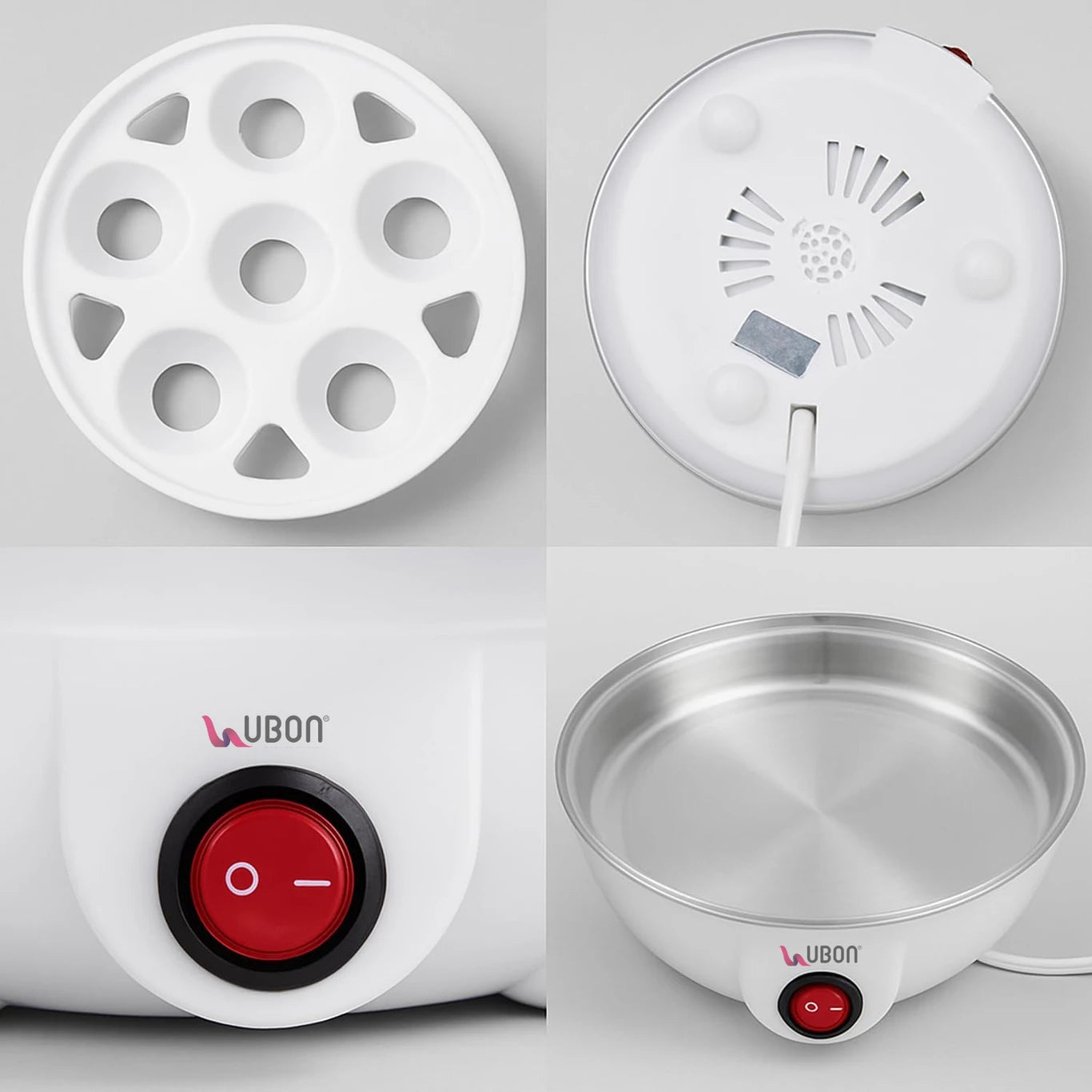 Ubon EB-2000 egg boiler with 3 Boiling Modes Automatic Operation with Overheat Protection Egg Cooker (White, 7 Eggs)
