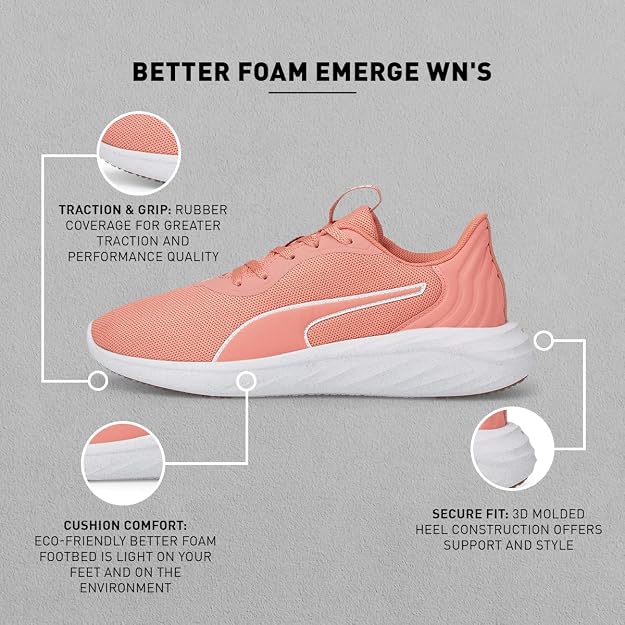 Puma womens Better Foam Emerge WN's Rosette-Puma White Walking Shoe-3.5 UK