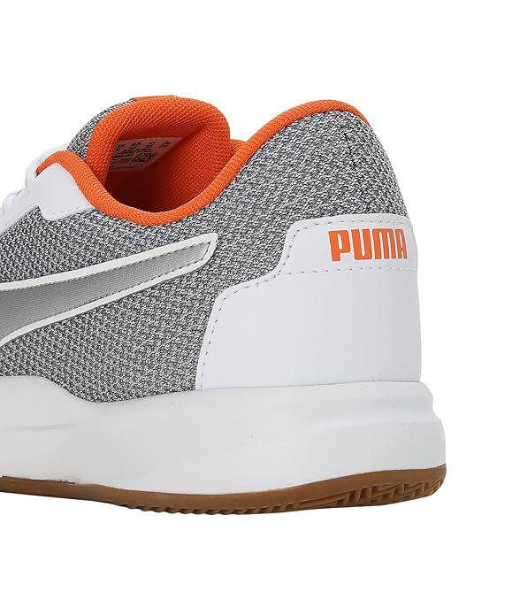 PUMA Unisex-Adult Shuttle Aero Rickie Orange-Silver-White Indoor Shoe - 10 UK