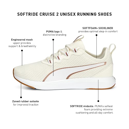 Puma Unisex-Adult Softride Cruise 2 Frosted Ivory-White-Rose Gold Running Shoe - 4UK