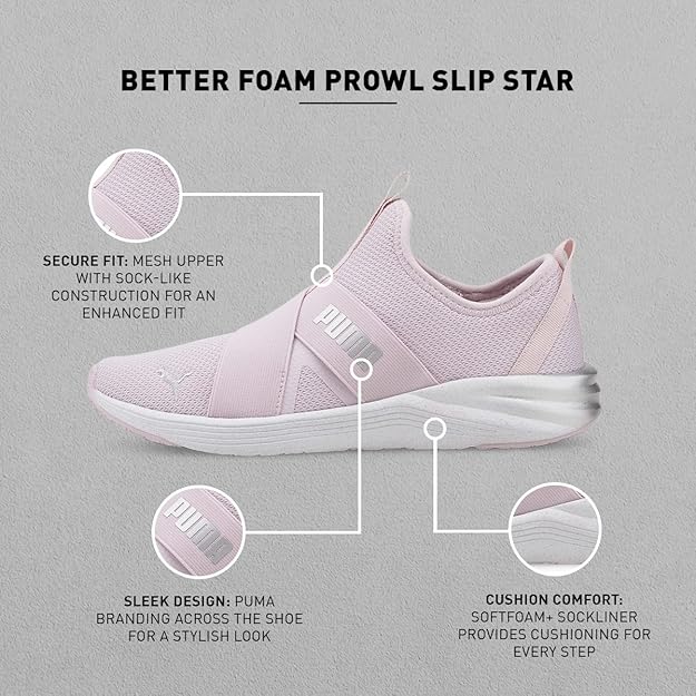 Puma Better Foam Prowl Slip Womens  Sneaker (Lavender Fog-Puma White , 3 UK )