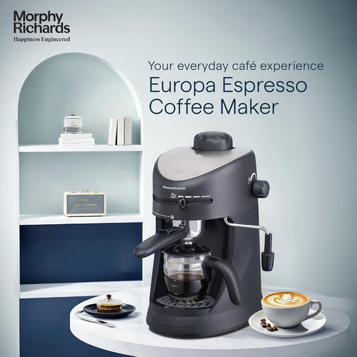 Morphy Richards New Europa 800-Watt Espresso and Cappuccino 4-Cup Coffee Maker (Black)