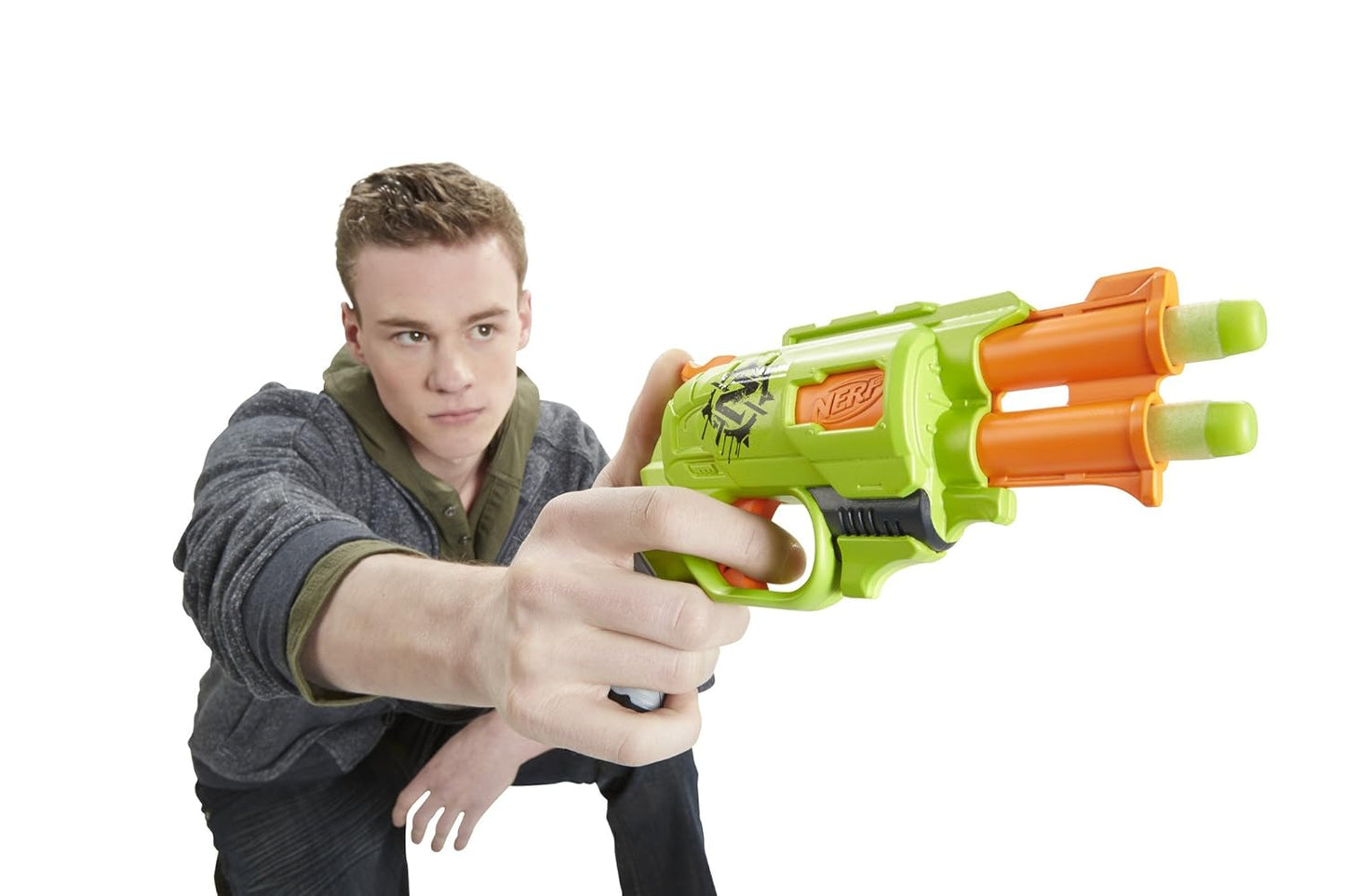 NERF Zombie Strike DoubleStrike (Multicolor) Includes 2 Darts, for Kids Ages 8 and Up,Plastic