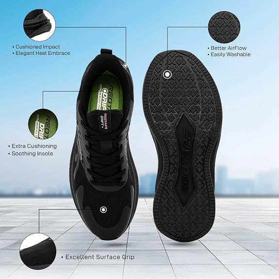 Red Tape Athleisure Shoes for Men |Cultured Round-Toe Shape & Cushioning Technology Black 9 UK