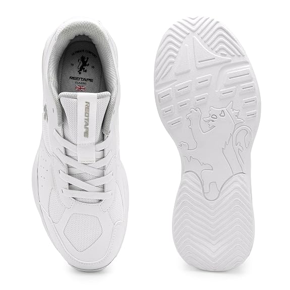 Red Tape Casual Sneaker Shoes for Men | Soft Cushioned Insole, Slip-Resistance, Dynamic Feet Support, Arch Support & Shock Absorption_White 9 UK