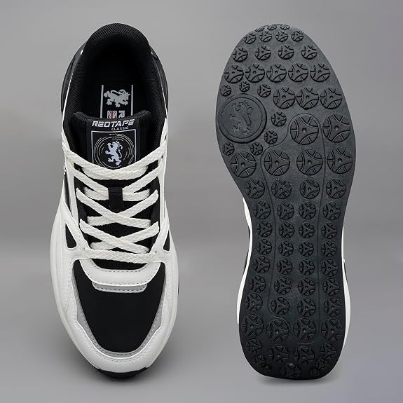Red Tape ETPU Lifestyle Casual Shoes for Men | Elegantly Rounded Front, Soothing Insole & Impact Resistant Comfort Black White 9 UK