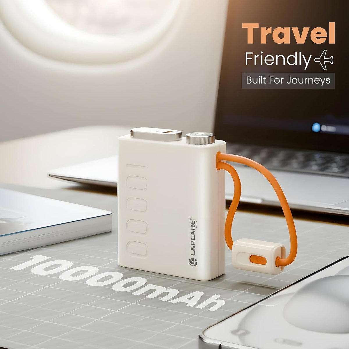 Lapcare Royale 10000mAh Pocket Power Bank | Dual in-Built Cables (Type-C & Lightning) | Dual Type-C Port & 22.5W Fast Charging | Smart LED Display | Compact Size | Made in India