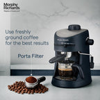 Morphy Richards New Europa 800-Watt Espresso and Cappuccino 4-Cup Coffee Maker (Black)