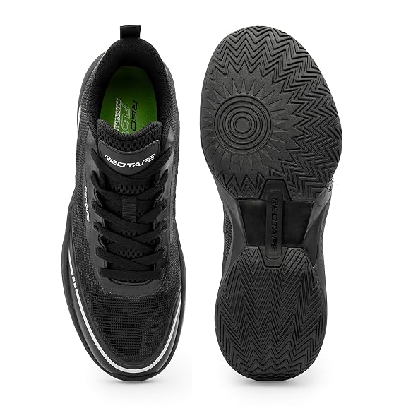 Red Tape Basketball Shoes for Men | Cultured Round-Toe Shape & Cushioning Technology Black 9 UK