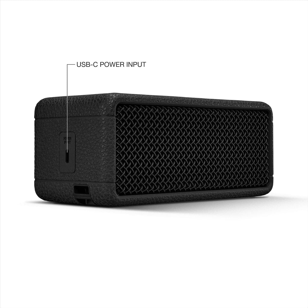 Marshall Smartchoice Emberton III Compact Portable Bluetooth Speaker with 32+ Hours of Playtime, (360° Sound), Dust & Waterproof (IP67) – Black & Brass.