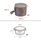 CELLO Royale Glass Lunch Box Set of 3 Pcs with Jacket, Clear | Microwave & Dishwasher Safe 3 x 320ml Square Glass Containers |Leadfree, Leakproof, Airtight Clip Lock Lid Tiffin Box For Office & Travel