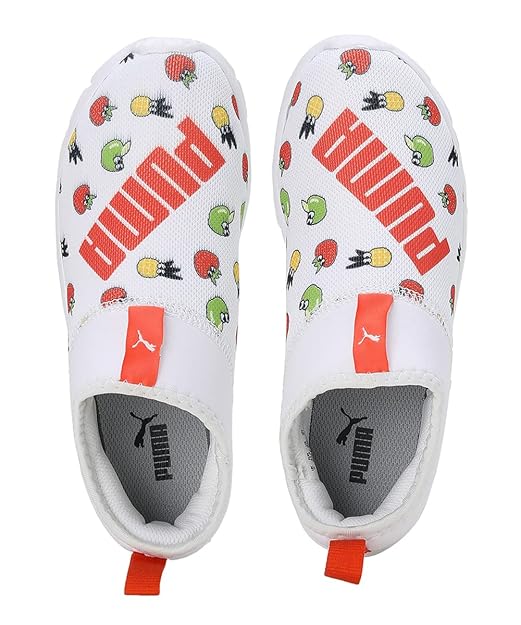 Puma Unisex-Kid Yaris Pre-School V1 Nasturtium-White Sneaker - 1UK