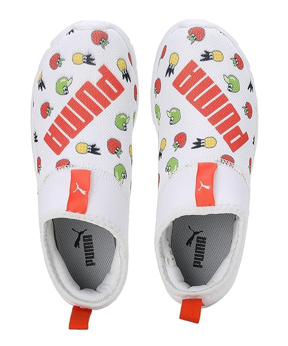 Puma Unisex-Kid Yaris Pre-School V1 Nasturtium-White Sneaker - 1UK