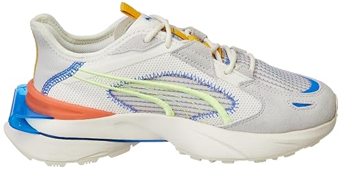 PUMA Unisex-Adult Pwrframe OP-1 Knit Whisper White-Gray Violet-SOFT FLUO YELLOW Sneaker - 4UK