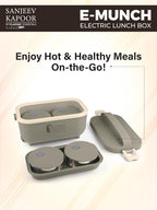 Sanjeev Kapoor Electric Lunch Box Set of 4 (2×300ml, 2×400ml) | Plug & Heat Food Warmer | Heats in 35–40 Min | Retains Nutrients & Freshness | Portable, Durable & Shock-Proof