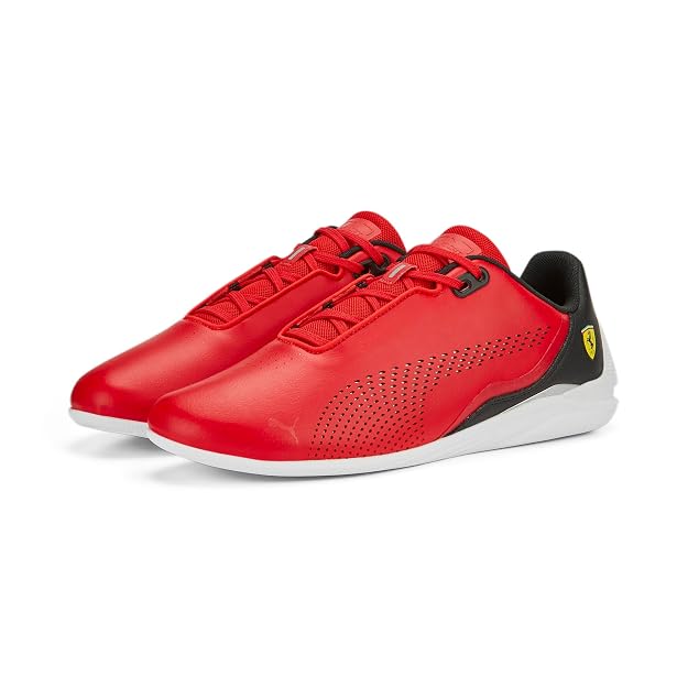 Puma Unisex-Adult Ferrari Drift Cat Decima Rosso Corsa-White-Black Sneaker - 8UK