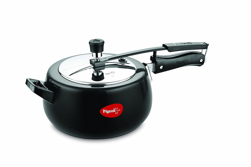 Pigeon by Stovekraft Amelia Induction Base Aluminium Pressure Cooker, 3 litres, Black
